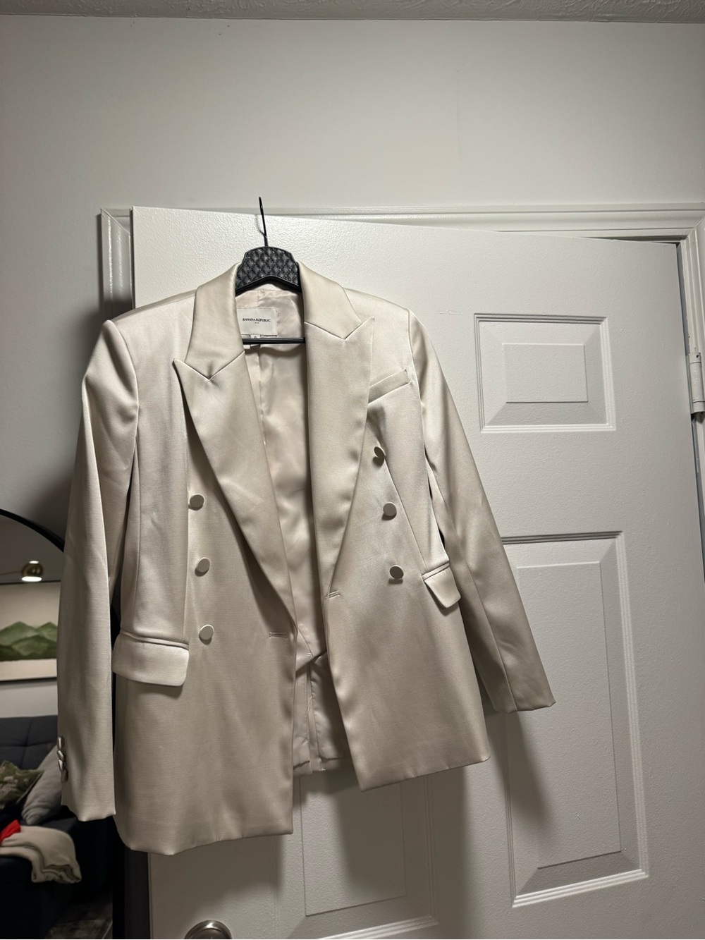 Banana Republic Ivory Satin Double Breasted Blazer Size 0